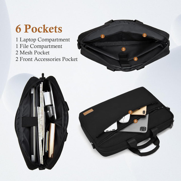 bagasin Laptoptasche Laptop Aktentasche Passt bis zu 17 17,3 Zoll Laptop Erweiterbare Wasserdichte S