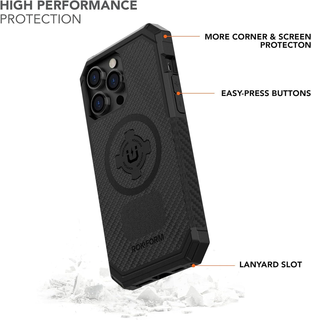 Rokform - iPhone 14 Pro Max Hülle, Rugged Series, Dual Magnet + MagSafe kompatibel, iPhone Cover mit