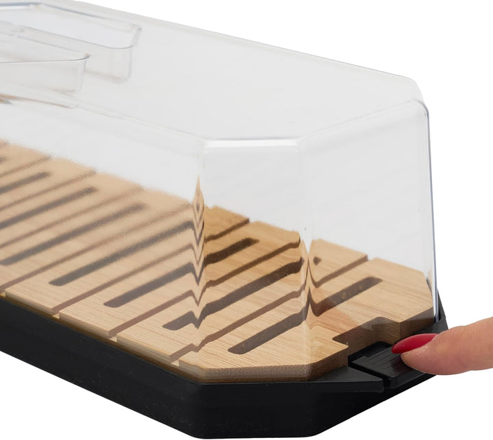COOK CONCEPT, KA0644, Brotkasten mit transparentem Deckel und Holztablett, Elegantes Design zur opti