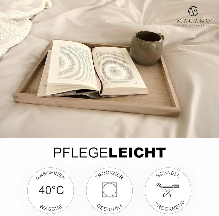 Magano® Premium Bettwäsche 155x200 Beige | Weich &amp; Bügelfrei | Hypoallergen &amp; Atmungsaktiv | Deckenb