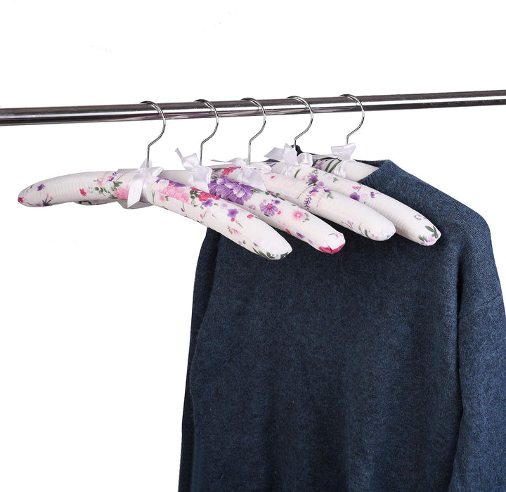 Amber Home 10 Stück 43cm Bedrucken Weiss Kleiderbügel aus Satin, Weiche Seide Aufhänger für T-Shirt