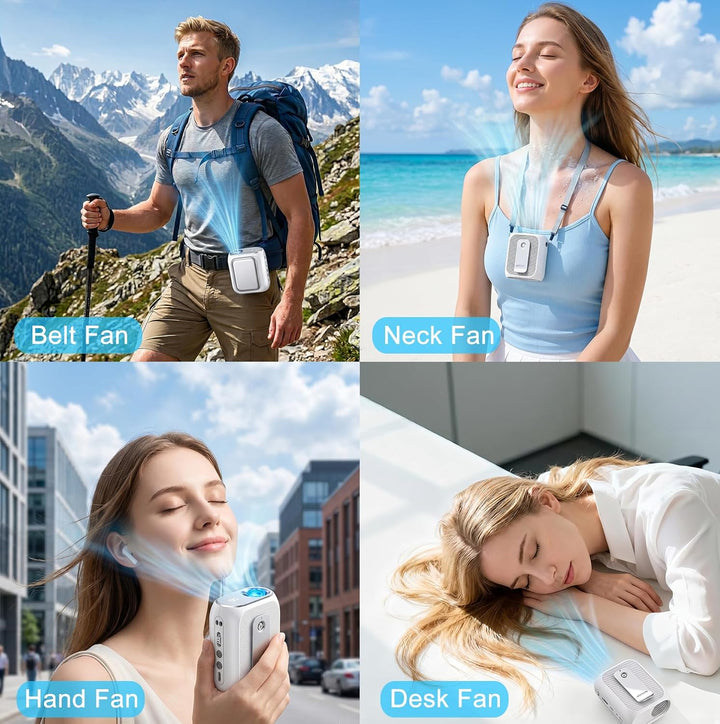 Tragbarer Clip Ventilator mit Eiskühlplatte, Nackenventilator Shirt Gürtel Ventilator Hals für Unter