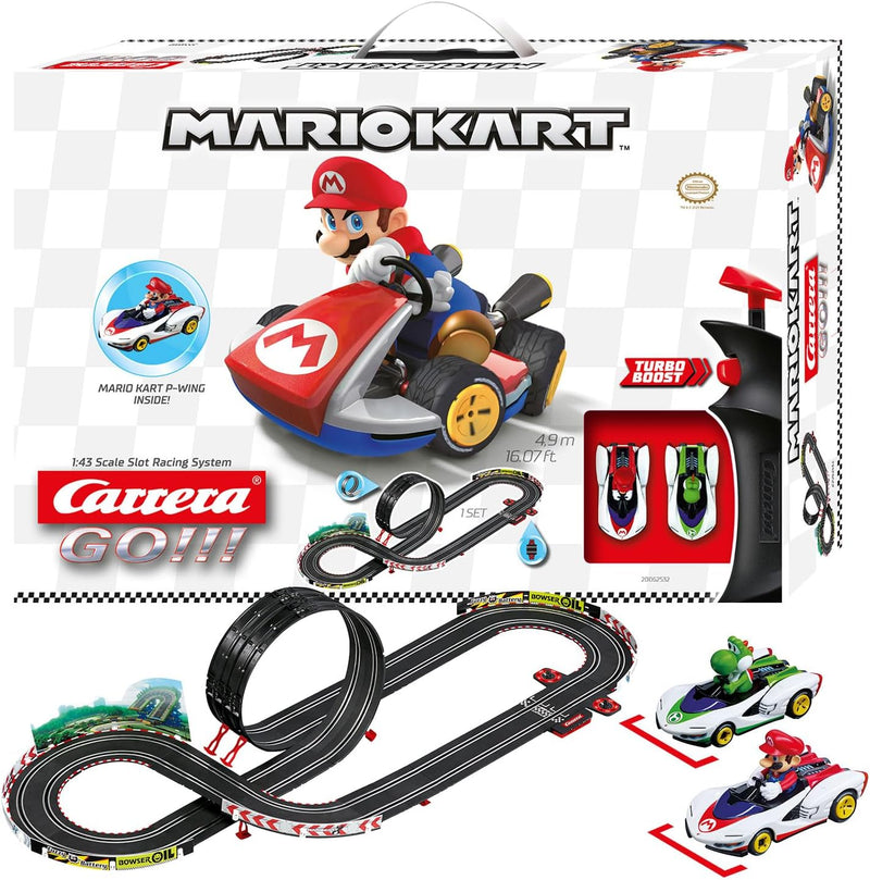 Carrera Go!!! Mario Kart™ - P-Wing Set Rennbahn mit Mario und Yoshi | 2 Slotcars inkl. 2 Handregler