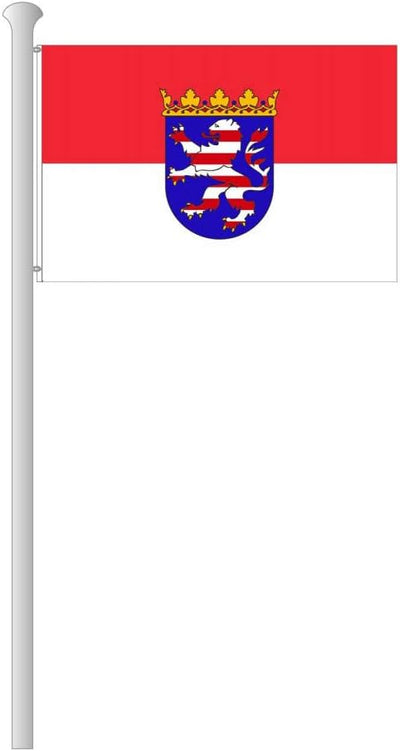 Deitert Bundesland-Flagge Hessen – 250x150 cm Hessen Fahne mit Wappen, Hissfahne aus reissfestem Pol