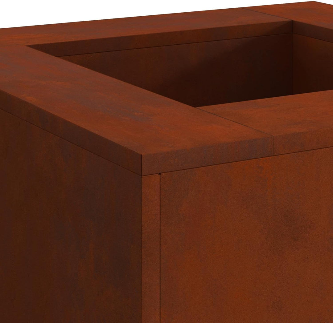 vidaXL Feuerstelle Braun 60 x 60 x 30 cm Wetterfeststahl, Garten und Terrasse, Moderne Feuerstelle,