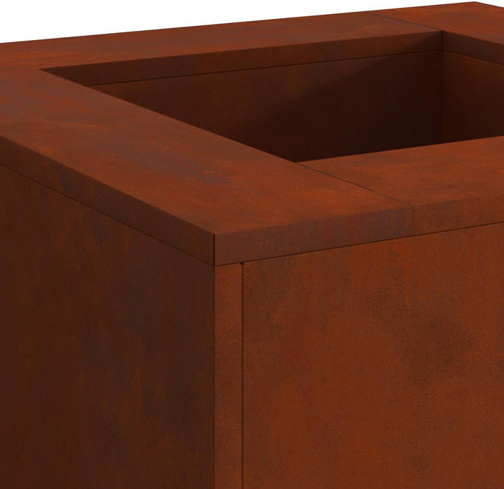 vidaXL Feuerstelle Braun 60 x 60 x 30 cm Wetterfeststahl, Garten und Terrasse, Moderne Feuerstelle,