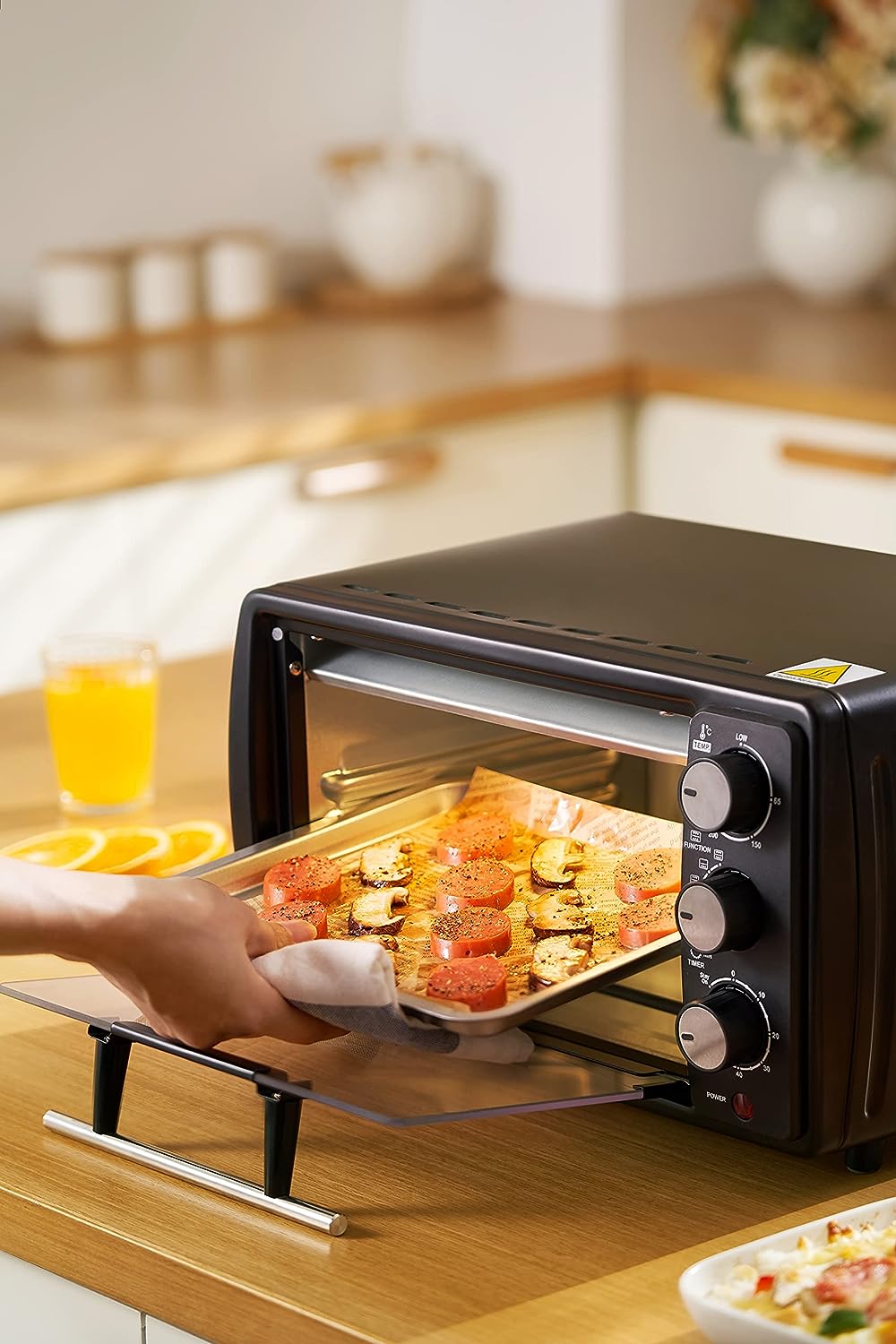 Mini Backofen 13 Liter | 65°-230°C | Timer | aufklappbares Krümelblech | Minibackofen | Backofen | K