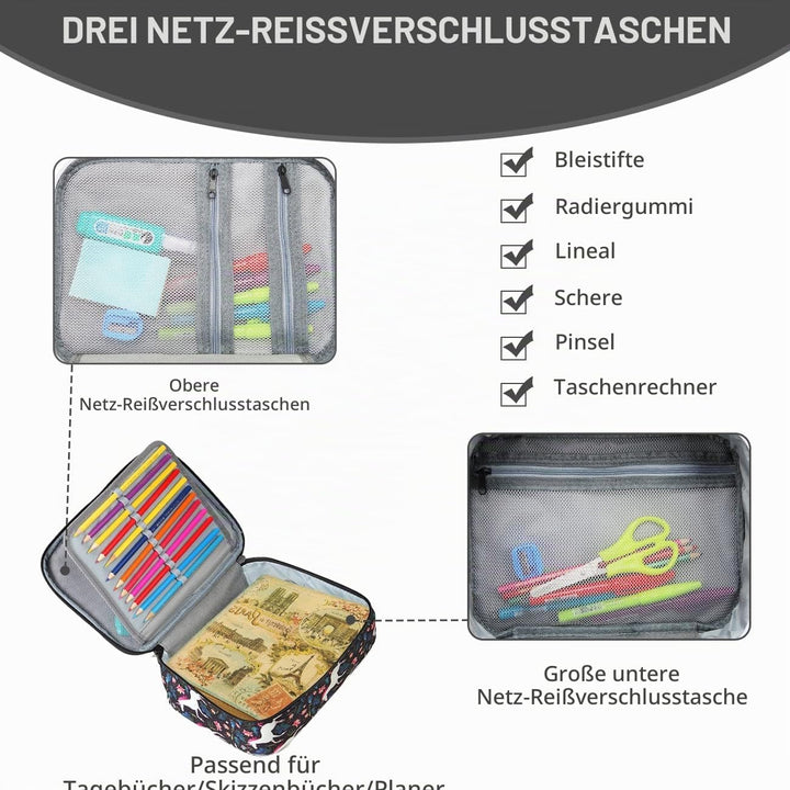 VASCHY Grosse Federmäppchen, Multi Fächer Mäppchen Organizer 72 Stück Etui Schule Federmappe Federta