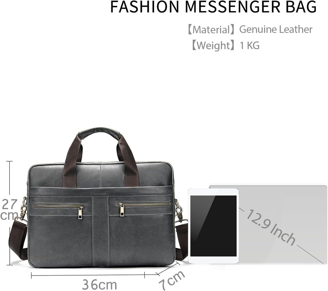 FANDARE Herren Laptop-Aktentaschen Leder Handtasche Business Umhängetasche Wasserdicht Crossbody Mes