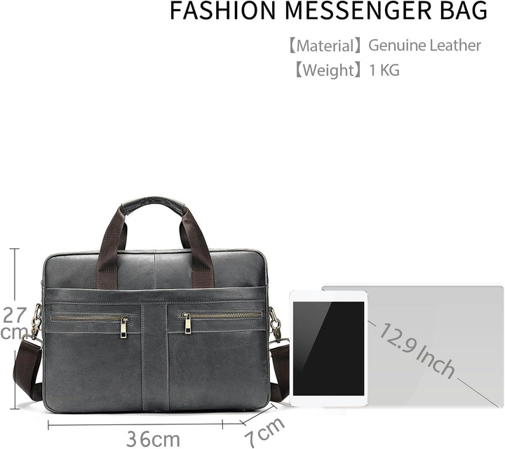 FANDARE Herren Laptop-Aktentaschen Leder Handtasche Business Umhängetasche Wasserdicht Crossbody Mes