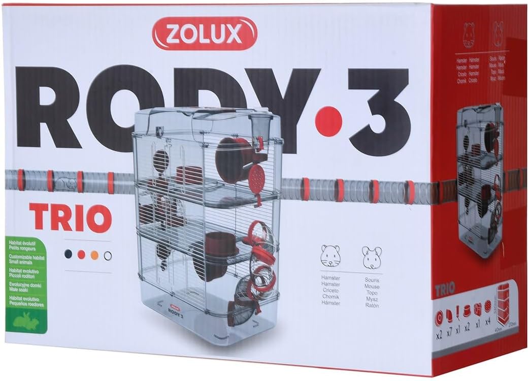 Zolux Käfig für Hamster, Mäuse, Rennmäuse RODY 3" Trio, Long 41 cm x larg 27 cm x haut 53 cm.