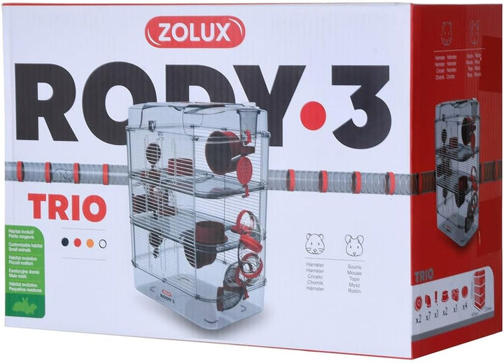 Zolux Käfig für Hamster, Mäuse, Rennmäuse RODY 3" Trio, Long 41 cm x larg 27 cm x haut 53 cm.
