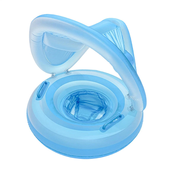 Kinder Poolfloss mit Sonnendach Aufblasbar Tragbar Wasserdicht Ergonomisch Blau, Blau