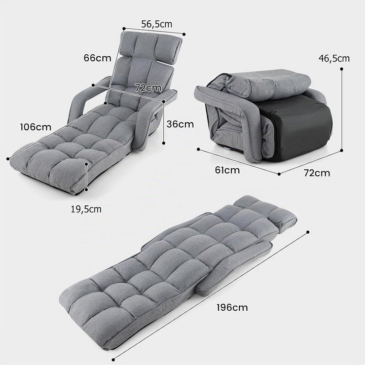 GOPLUS Bodenliege, Relaxliege mit 6-Fach verstellbare Rückenlehne, Bodensessel mit Armlehnen, Relaxs
