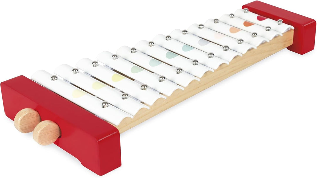 Janod - Confetti Holz- und Metall-Xylofon, Kinder-Musikinstrument, Spielzeugnachbildung und Spielzeu