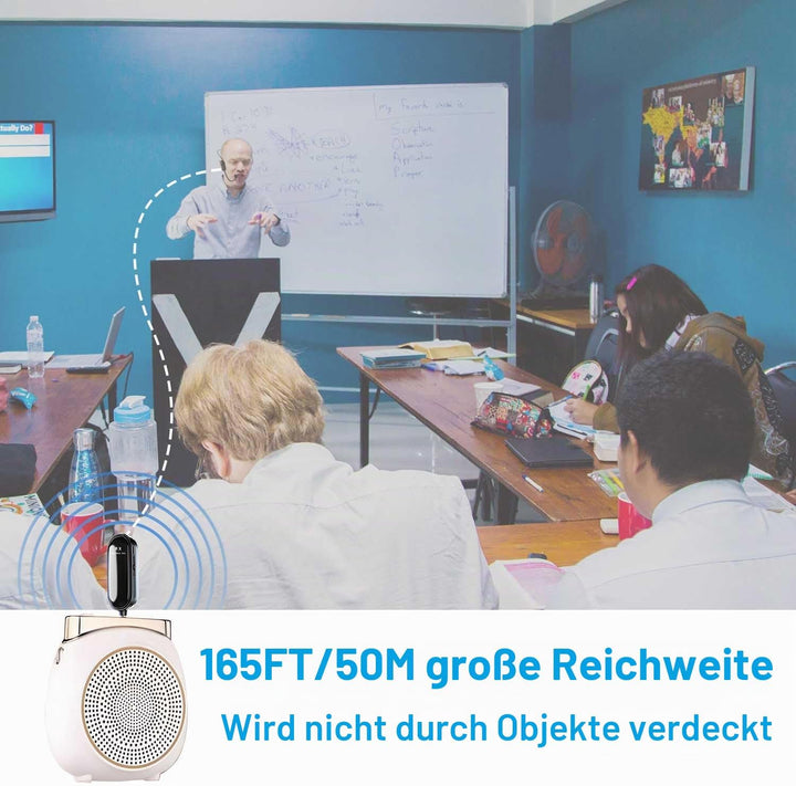 UHF Wireless Mikrofon Headset, 2.4G Kabelloses Mikrofon Funkmikrofon Head Mounted mit 165Fuss, Wiede