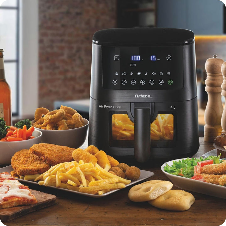 Ariete 4633 4L Heissluftfritteuse, 1400 W, 4L Fassungsvermögen, 9 Programme, Shake- und Grillfunktio