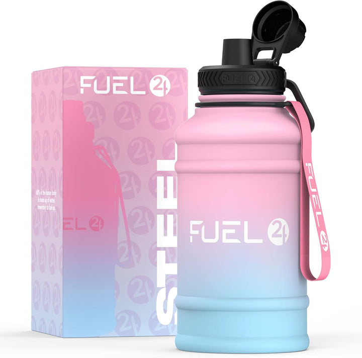 Fuel24 Extra Stark Trinkflasche Edelstahl Metall 1.3L & 2.2L - Auslaufsicher & BPA-Frei Wasserflasch