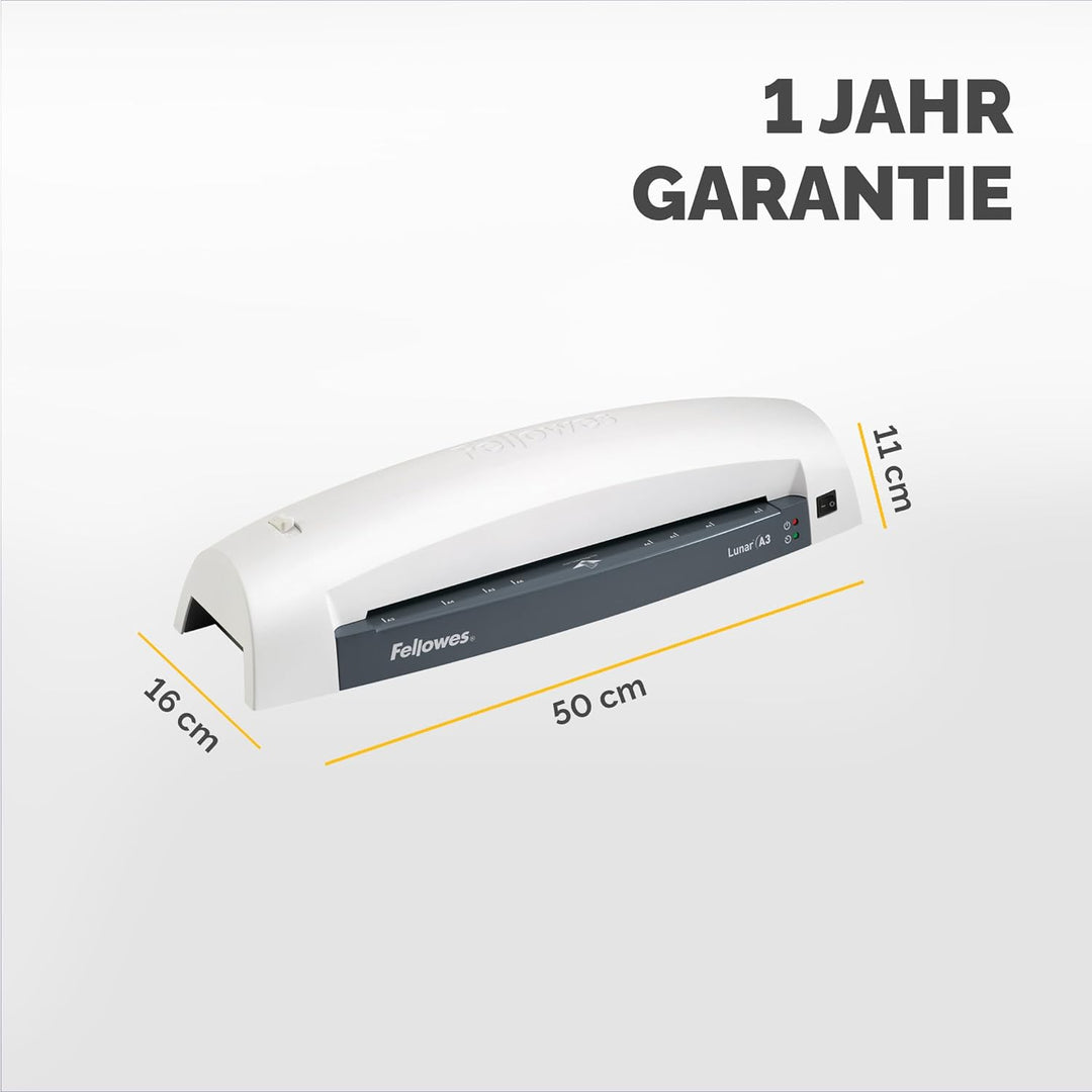 Fellowes A3 Laminiergerät Lunar, für Einsteiger, laminiert 80 bis 125 Mikron Laminierfolien bis A3 F