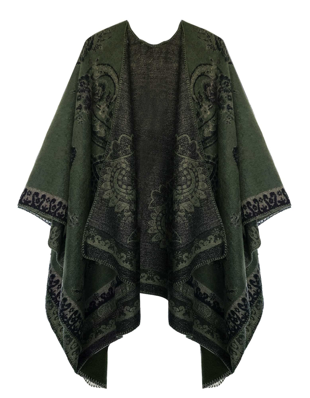 Damen Warm Offene Front Strick Schals und Wraps Floral Elegante Cardigans Poncho Cape Coat Mantel Du