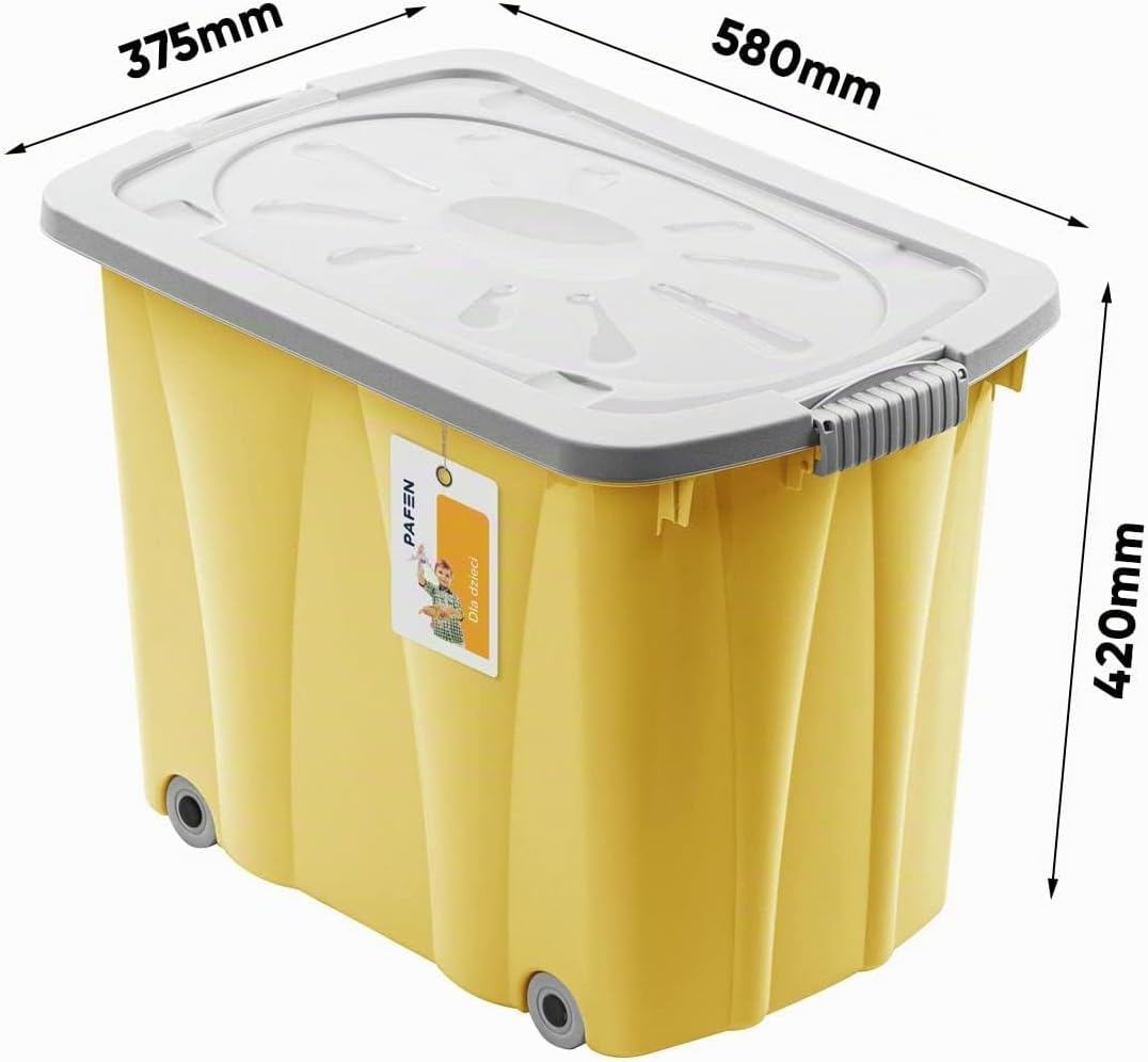 PAFEN Piraten Spielzeugkiste 62l mit Rollen - Schatzkiste 58 x 42 x 37,5cm - Spielzeugbehälter mit D