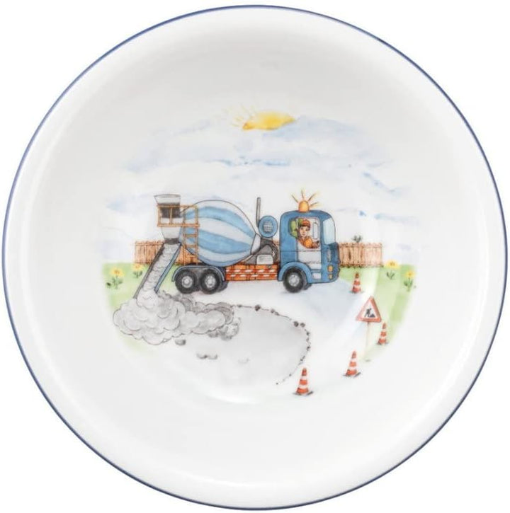 Kinderset Auf der Baustelle 7tlg. mit Gravur (z.B. Namen) personalisiertes Kinderbesteck + Kinderges