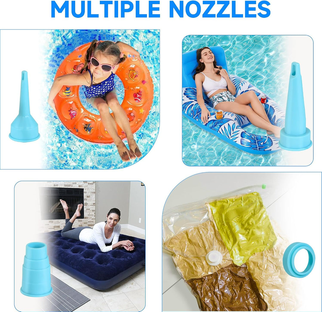 Elektrische Luftpumpe, 4000mAh Akku Elektrische Pumpe mit 4 Düsen für Luftmatratze, Matratze, Pool,
