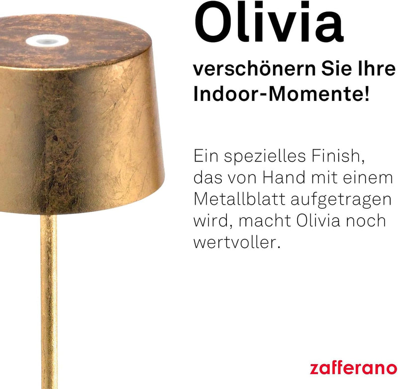 Zafferano - Olivia Pro Kabellose LED-Tischleuchte aus Aluminium, dimmbar, IP65-Schutz, Indoor/Outdoo