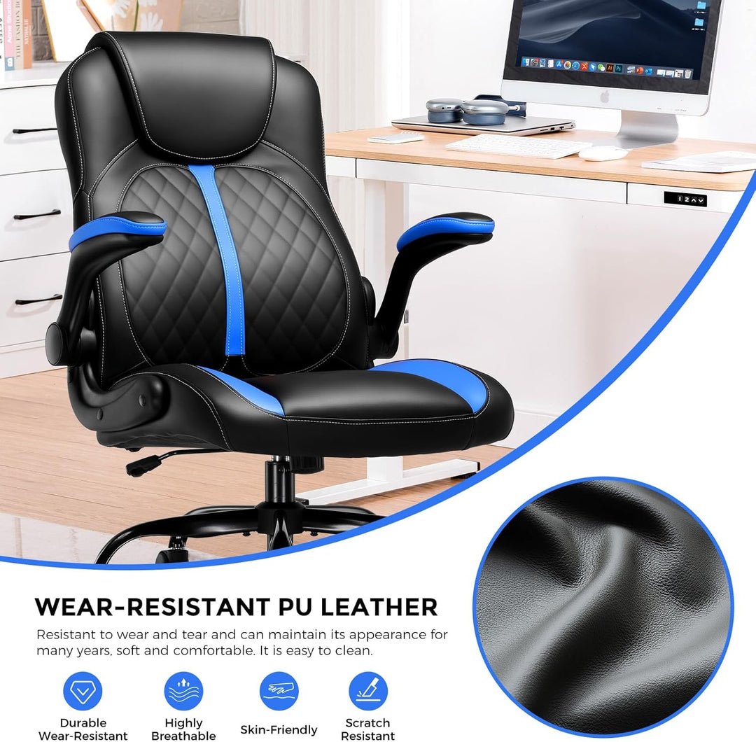 GTPLAYER Gaming Stuhl mit hochklappbarer Armlehne, Gamer Stuhl mit Schaukelfunktion, Ergonomischer C