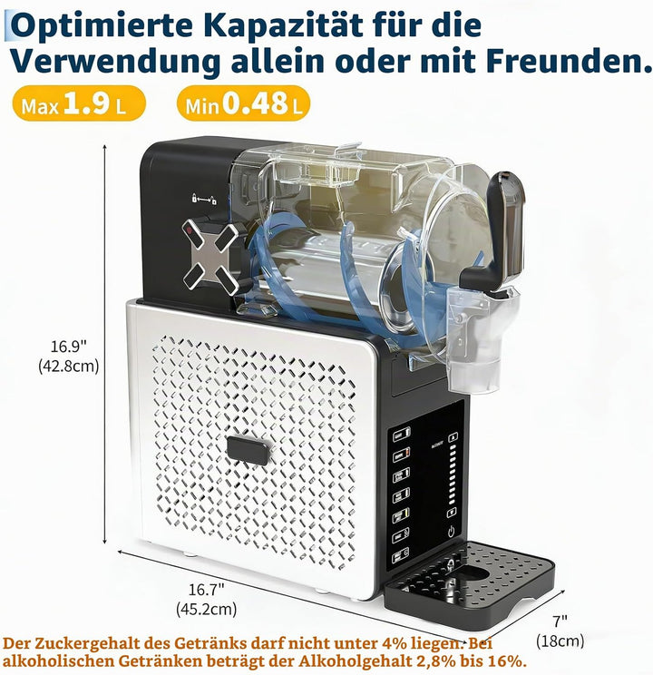 GarveeTech Slush-Eismaschine 200w Mit Selbstreinigung &amp; 5 Programmen – 1,9l Tank Für Cocktails, Milc