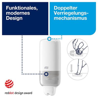 Tork 558000 Mini Innenabrollungsspender für M1 Papierwischtücher, 174 x 321 x 165 mm & Seifenspender