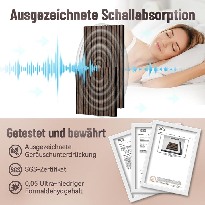 AKK-STAVE Akustikpaneele Holz 240x60 cm (1er-Set 1,44 m²) - Akustik Paneele & Holzpaneele Wand für S