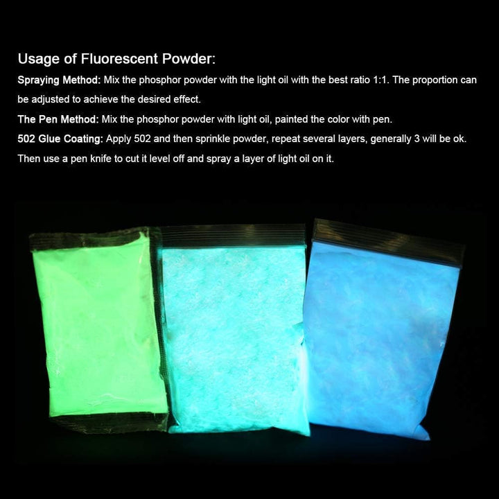 Fluoreszierender Pulver, 3x100g Professionelle Leuchtpigmente, Selbstleuchtend, phosphoreszierend un
