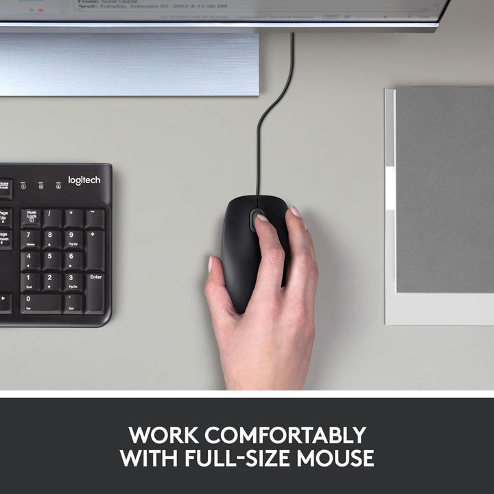 Logitech B100 Maus mit Kabel, USB-Anschluss, 800 DPI Optischer Sensor, 3 Tasten, Für Links- und Rech
