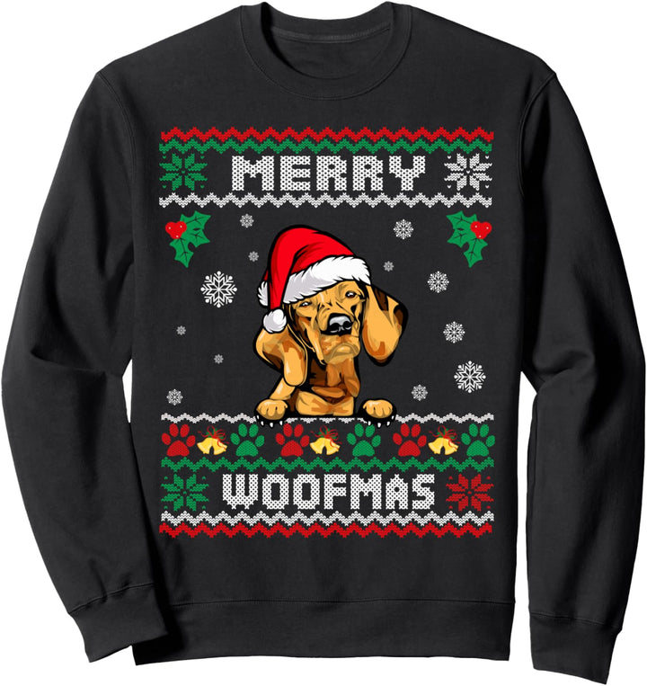 Frohe Woofmas Vizsla Hund Lustige Weihnachten Ugly Xmas Sweatshirt