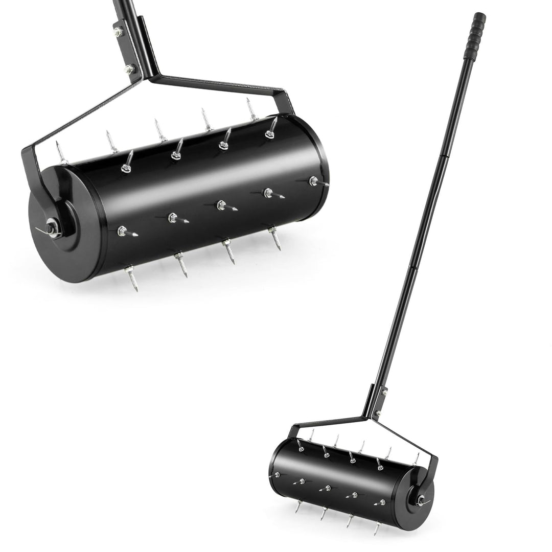 RELAX4LIFE Rasenbelüfter, Rasenlüfter aus Metall, Rasenrolle mit 44cm/53cm Breite, Handvertikutierer