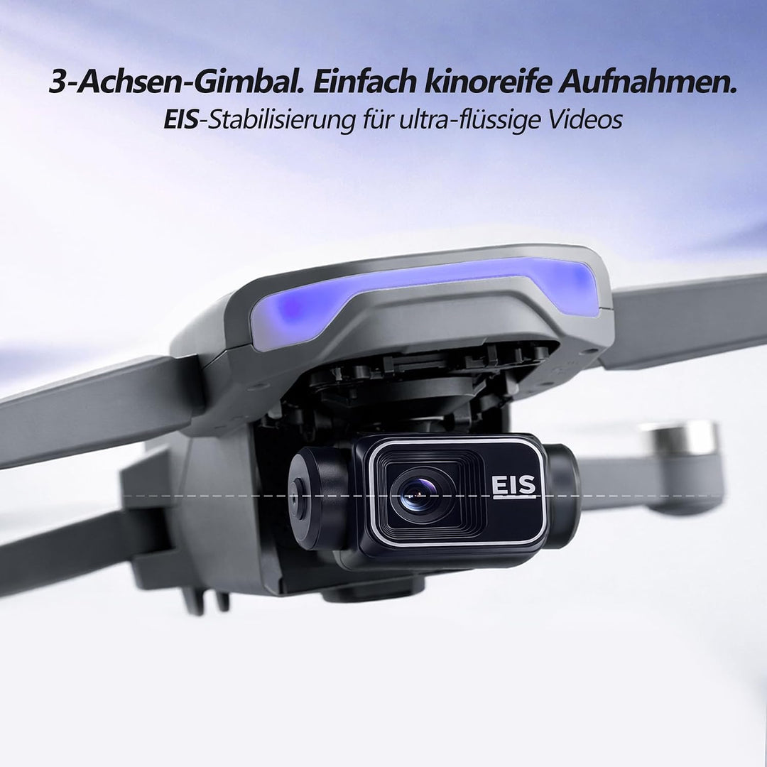 3-Achsen Gimbal GPS Drohne mit 4K Kamera, 4.5" HD Screen Fernsteuerung, 90Min Flugzeit (3 Akkus), 30