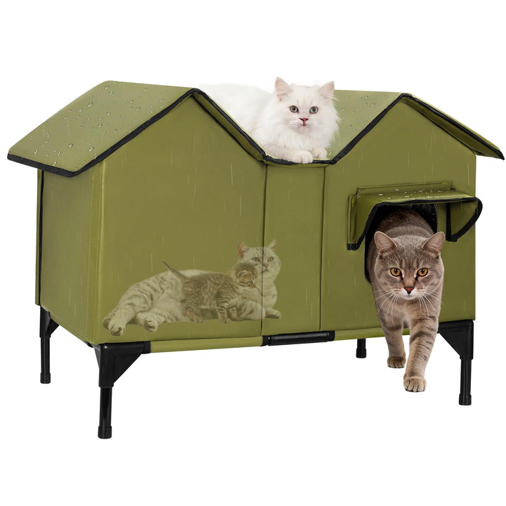 Outdoor Katzenhaus, Extra Large wasserdichtes Katzengehege mit erhöhter Basis, isoliertes Haustierha