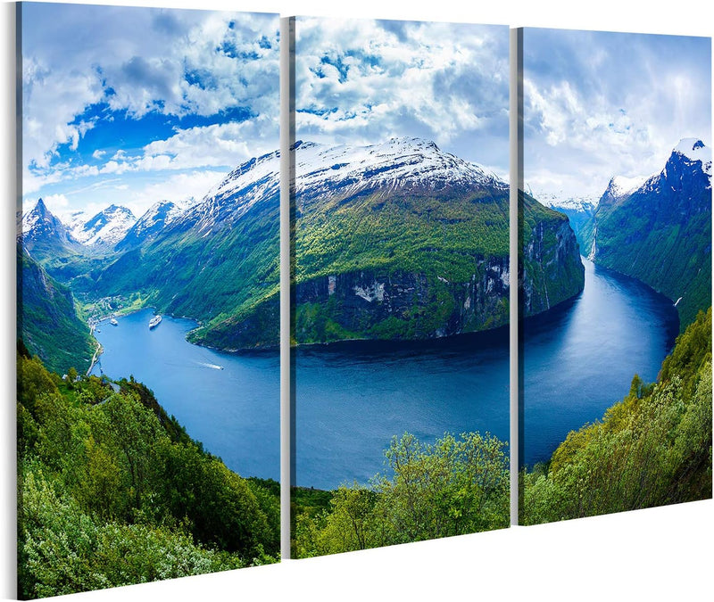 Bild auf Leinwand Geiranger Fjord Schöne Natur Norwegen Wandbild Poster Kunstdruck Bilder Format: 13