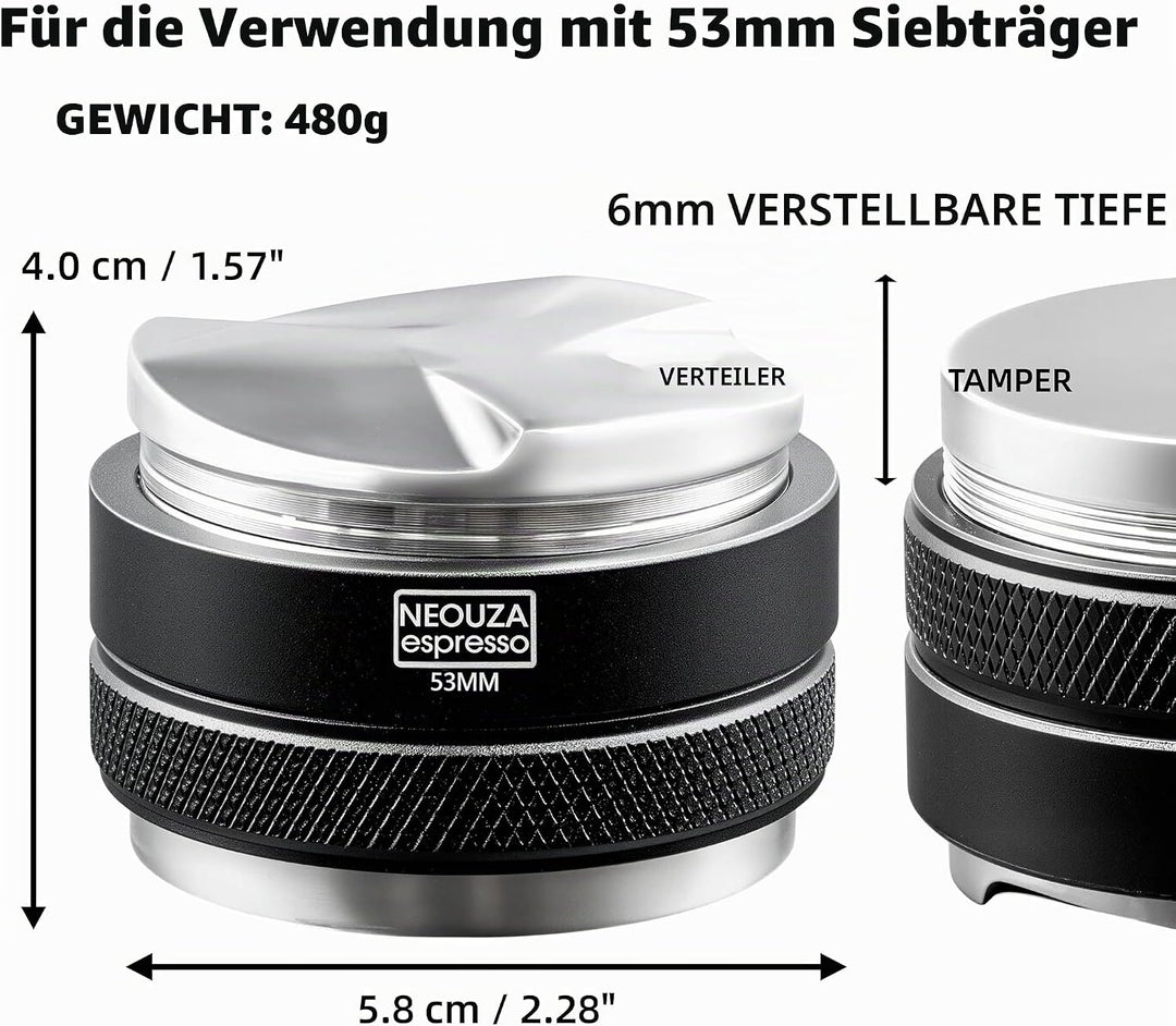 Neouza Siebträger-Verteiler 53mm für Espresso-Kaffee, ohne Boden, Doppelkopf für 54 mm Breville 870/