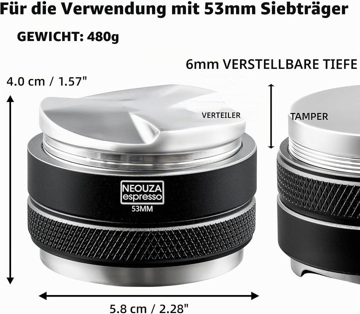 Neouza Siebträger-Verteiler 53mm für Espresso-Kaffee, ohne Boden, Doppelkopf für 54 mm Breville 870/