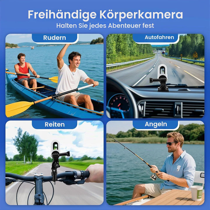 Mini Action Cam 1080P Bodycam mit Batteriefach &amp; 128GB SD-Karte, Helmkamera für Motorrad Fahrrad Spo