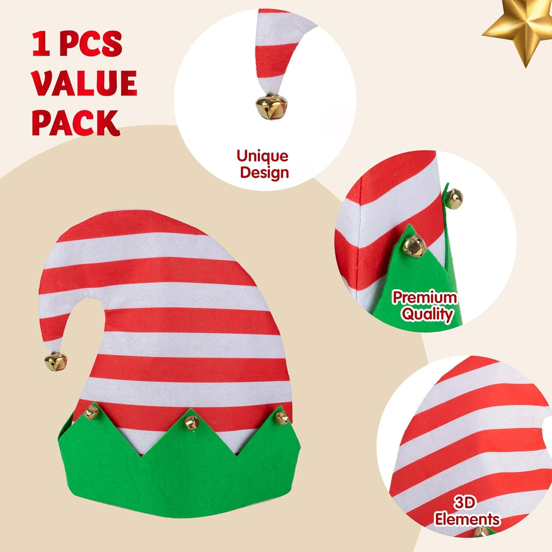 Spooktacular Creations 3er Pack Weihnachtselfen Filz bunter Hut Weihnachtsfeiertags-Party-Hüte mit E