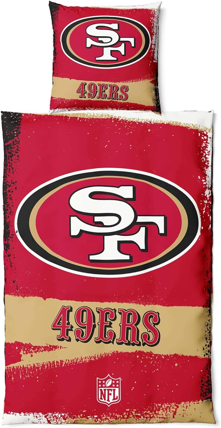 San Francisco 49ers NFL Bettwäsche Set ** Raw ** Baumwolle, Reissverschluss, 135x200 cm Bettdeckenbe