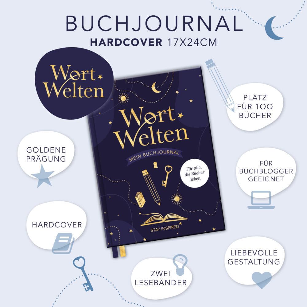 Wort Welten: Buchjournal XXL - Lesetagebuch & Buchjournal für 100 Bücher | Buchtagebuch für Blogger