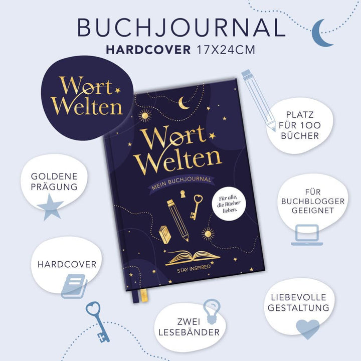 Wort Welten: Buchjournal XXL - Lesetagebuch & Buchjournal für 100 Bücher | Buchtagebuch für Blogger