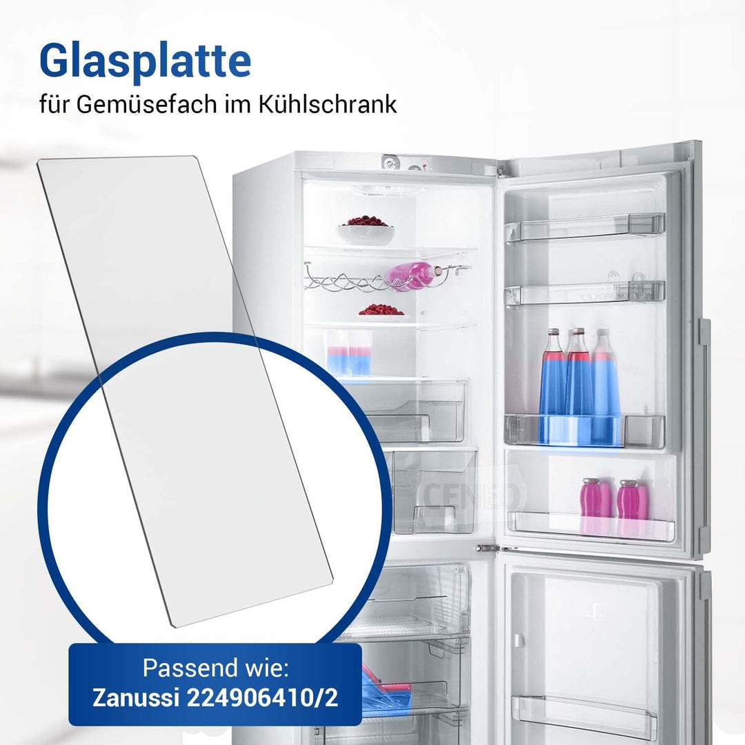 VIOKS Kühlschrank Glas 476x195mm Ersatz für Zanussi 224906410/2 & Electrolux Gemüsefach Einlage, Gla
