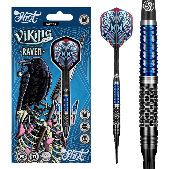 Shot Soft Darts Boris Koltsov Viking Raven 90% Tungsten Softtip Darts Softdart Dartpfeile (18 Gramm)