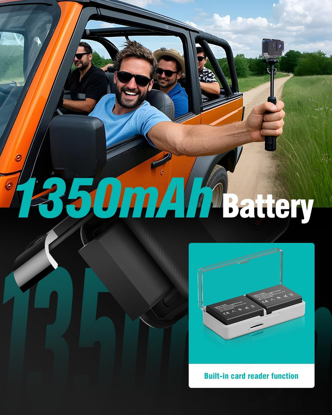 TIMNUT 4K60fps Touchscreen Action Cam, Unterwasserkamera mit 64G SD Karte 48MP WiFi Kamera 8X Zoom,