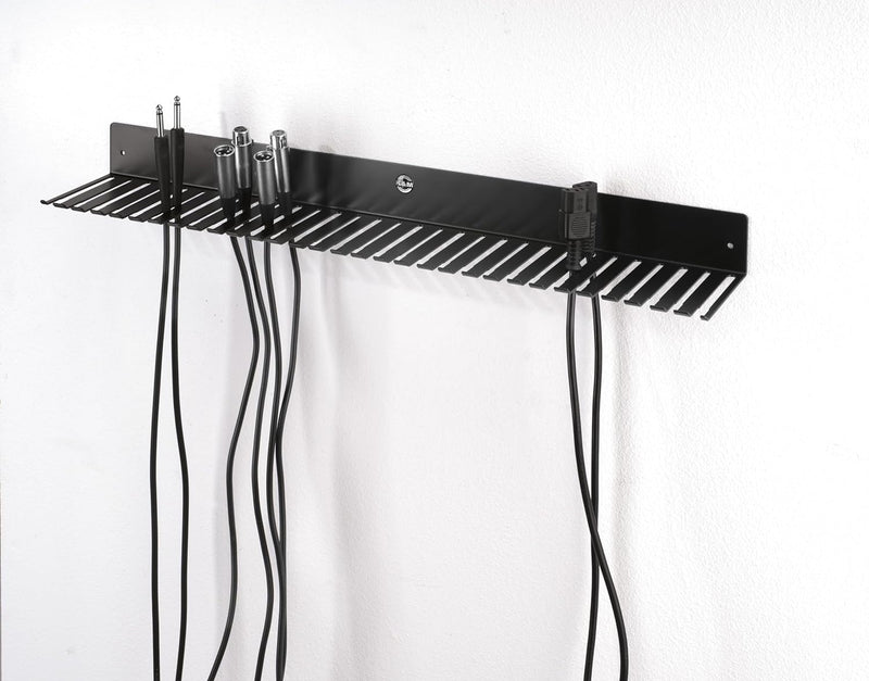 K&M 49020 Kabel-Wandhalter Schwarz aus Stahl - viel Platz für 31 Strom- oder Ladekabel - Ordnung für